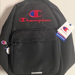 Champion Black Backpack with Red Logo‎